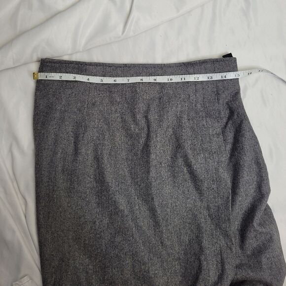 VINTAGE 90s Calvin Klein Collection gray front slit cashmere blend midi skirt M - Picture 9 of 11